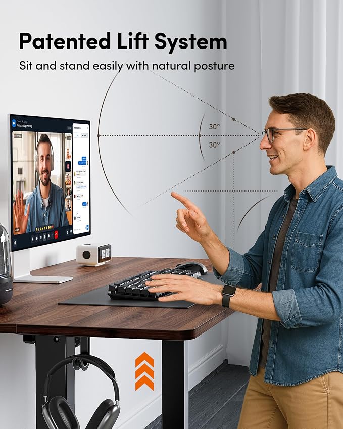 FEZIBO Electric Standing Desk Adjustable Height, 48 x 24 Inch Sit and Stand Desk, Home Office Desk, Ergonomic Workstation Computer Desk, Black Walnut