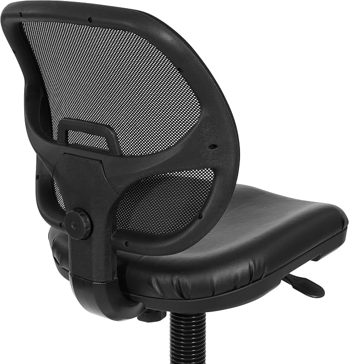 Office Star DC Series Deluxe Breathable Mesh Back Ergonomic Drafting Chair with Lumbar Support and Adjustable Footring, Black Vinyl