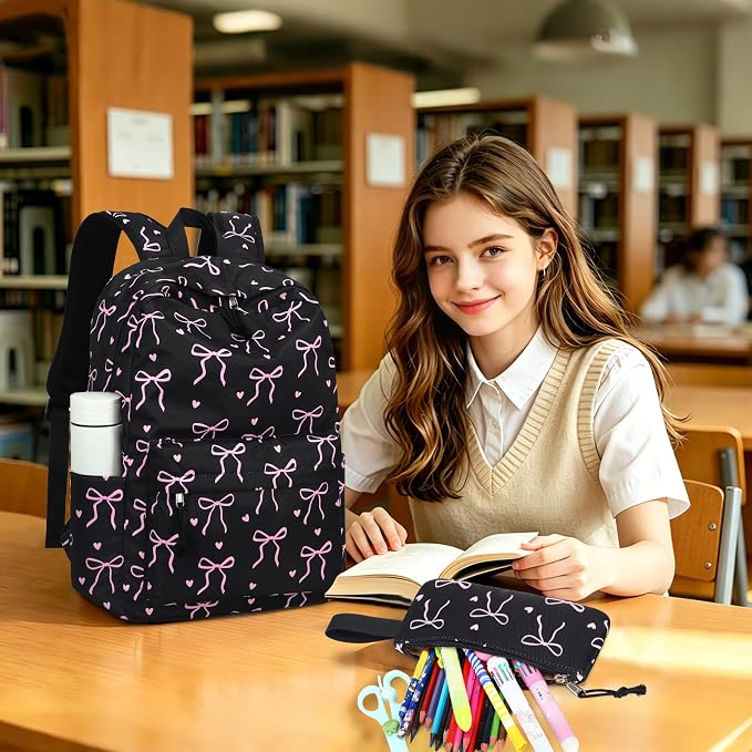LEDAOU Backpack for Girls School Bag Kids Bookbag Teen Backpack Set Daypack with Lunch Bag and Pencil Case | Kids