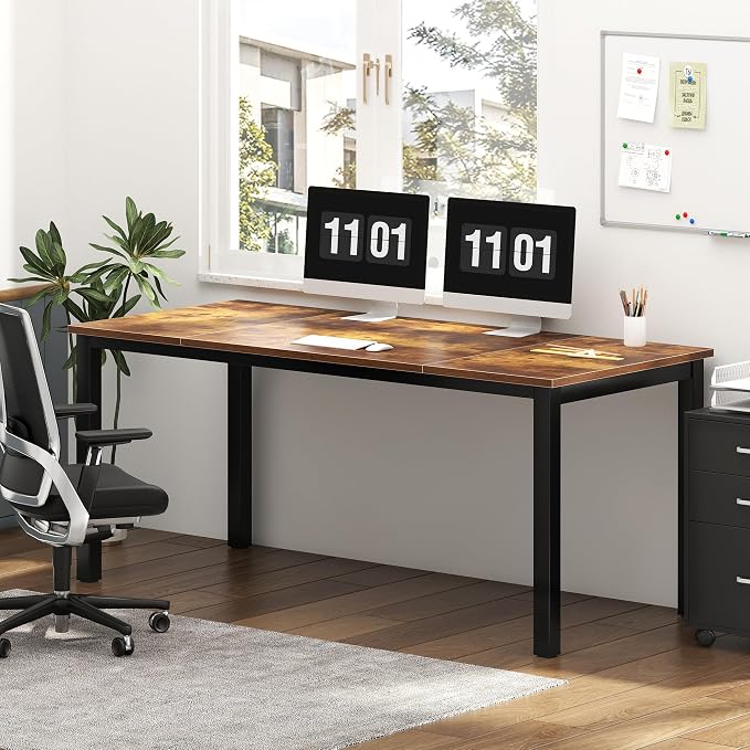 Need Large Computer Desk 70.8 x 31.5 inches Conference Table Large Office Desk Writing Table Workstation for Home Office,Rustic Brown AC3FB-180-ND