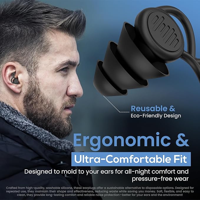 JOL Earplugs | 2-Pack | Reusable Silicone Earplugs for Sleep, Swim, Study & Focus | Washable, Eco-Friendly & Ultra-Comfortable Ergonomic Design | 37dB Noise Protection | Includes Travel Case