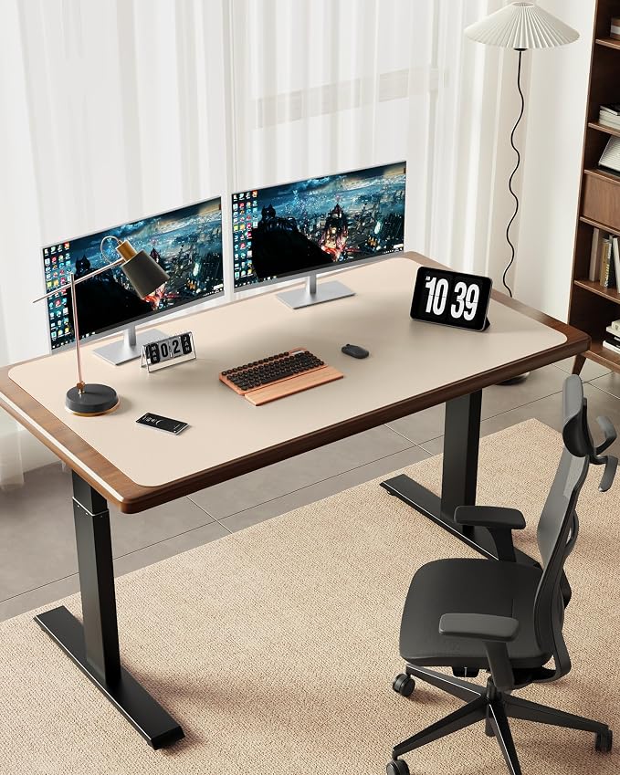 YSAGi 55" x 17" Large PU Leather Desk Mat for Keyboard and Mouse - Waterproof Non-Slip Desk Pad Protector for Office, Home, Writing Desk, Beige