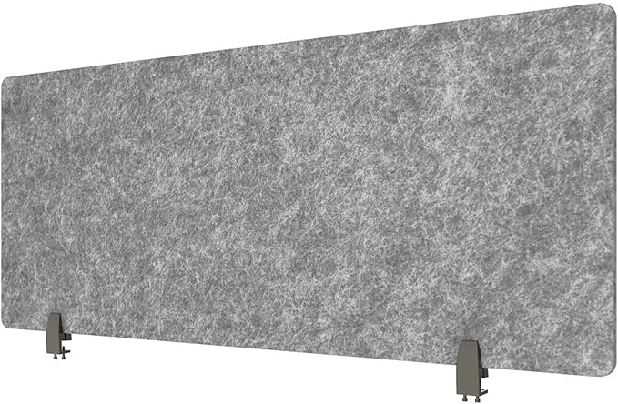 Stand Up Desk Store ReFocus Raw Clamp-On Acoustic Desk Divider Mounted Privacy Panel to Reduce Noise and Visual Distractions (Castle Gray, 59" x 16")