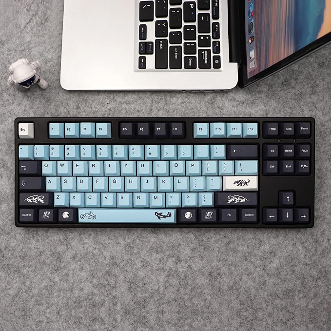 JSJT Sky and Blue Keycaps -Custom Keycap137 Keys PBT Dye Sublimation Cherry Profile Keycaps for ANSI/ISO Layout rk61/64/68/84/980/104 MX Switches Mechanical Keyboards