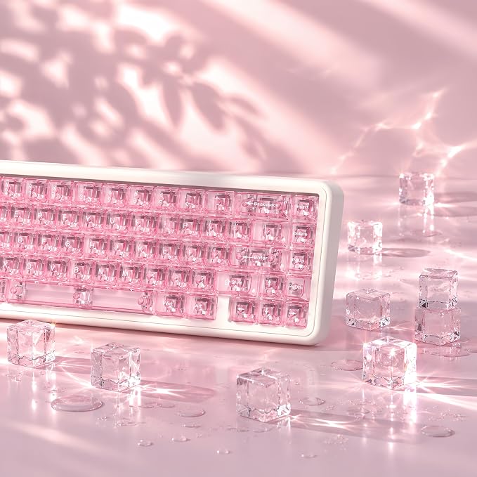 dagaladoo Clear keycaps,Transparent Keyboard keycaps,Jelly Key caps Set,Shine Through keycap，MDA Profile Keyboard caps for Mx Switches Mechanical Keyboard(Pink)