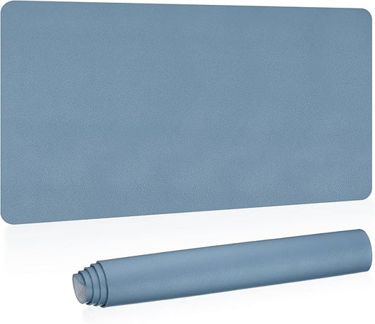 PATIKIL 31"x15" Non-Slip Waterproof PU Leather Desk Pad for Office, Home Work Study - Grey Blue