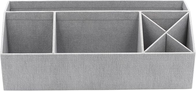 Bigso Elisa Desktop Organizer | Durable Office Desk Organizer for Office Supplies and Accessories | Desk Organizer with 7 Compartments for Customizable Organization | 13.1”x4.9”x4.9” | Ash