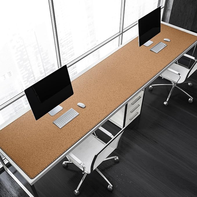 MAIDERN Leather Desk Mat, XXL 74.8” x 19.6” Reversible Large Desk Pad Mat, Cork & Leather Large Mouse pad for Desk, Waterproof Computer Desk Mat for Gaming Home Office (Black)