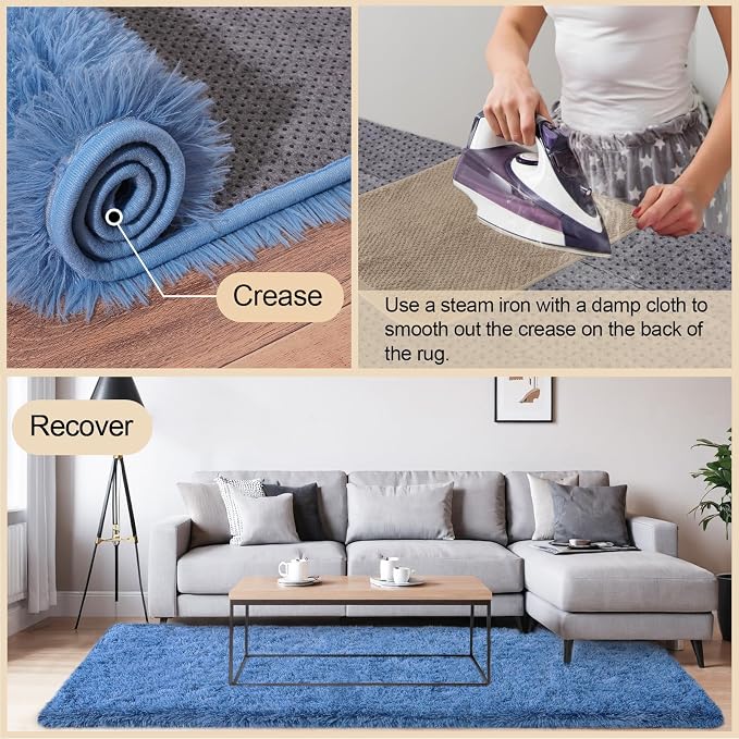 Mugorn Small Soft Shag Rugs for Bedroom, 3x5 Fluffy Area Rugs for Living Room