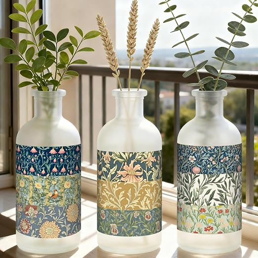 12 Rolls Watercolor Floral Washi Tape Set 15 mm Vintage Flower Decorative Masking Tape for Summer School Arts DIY Craft Scrapbook Journal Supplies Gifts(Earthy Tones,William Morris)