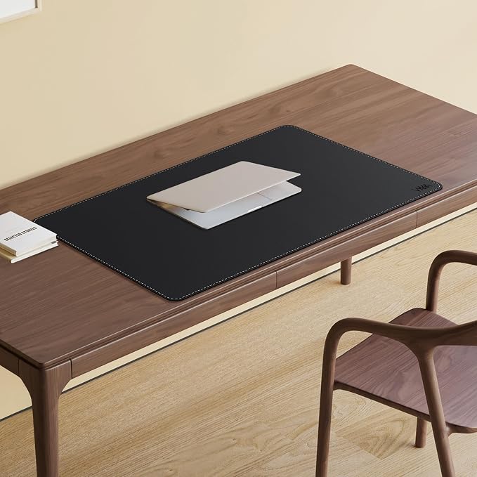 Vyaaa Cork & Leather Desk Mat, 35"×20" Large Mouse Pad, Desktop Protector for Desk, Multifunctional Keyboard Mouse Pad for Home or Office (Black)