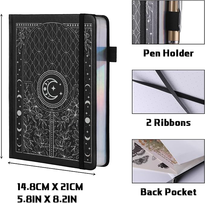 TIEFOSSI Dotted Journal Notebook, 160gsm 190 Numbered Thick Paper, A5 Hardcover Dotted Grid Diary for Women Men Work Writing, Journaling, Drawing, 5.8 x 8.3 in