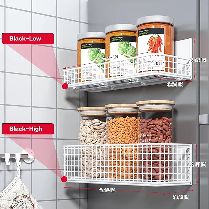 Magnetic Basket Fridge Large Magnetic Pen Holder Whiteboard Metal Wire Basket Storage Item Organizer (Black-High)