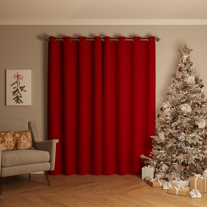 Sun Zero Nordic 2-Pack Theater Grade Noise Reducing Extreme 100% Blackout Grommet Curtain Panel Pair, 52" x 108", Red
