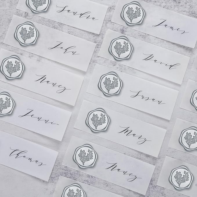 UNIQOOO Wax Seal Stickers - Eucalyptus Wedding Invitation Envelope Seal Sticker, 50 Pcs Self- Adhesive Silver Stickers, Perfect for Invitation, Christmas, Gift Wrapping, Party