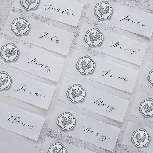 UNIQOOO Wax Seal Stickers - Eucalyptus Wedding Invitation Envelope Seal Sticker, 50 Pcs Self- Adhesive Silver Stickers, Perfect for Invitation, Christmas, Gift Wrapping, Party
