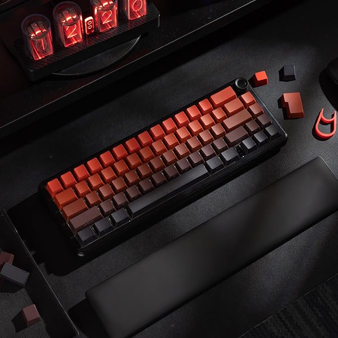 dagaladoo Double Shot PBT Keycaps Set, Shine Through Keyboard keycaps,Side Printed Custom Key caps 60% 75% 100%,OEM Profile Japanese keycap for Mechanical Keyboard MX Switch,Black/red