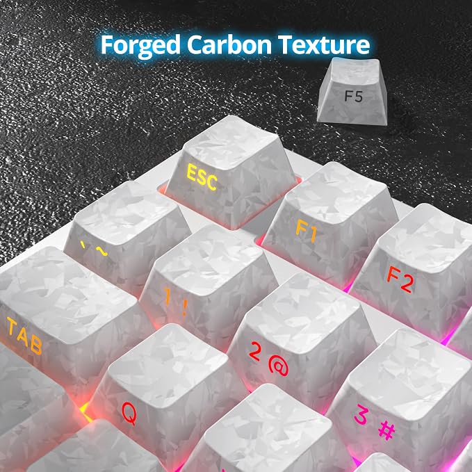 Fogruaden PBT Keycaps Set, Cherry Profile Custom Keycap for Mechanical Keyboard Keycaps(CarbonWhite)