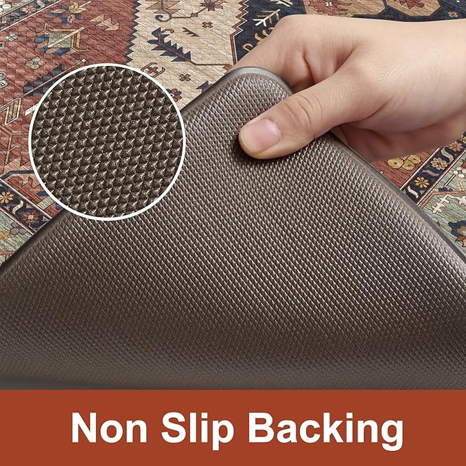 KIMODE Anti Fatigue Kitchen Mats for Floor 2 Piece, Farmhouse Kitchen Rugs, Non Slip Waterproof Kitchen Floor Mats, Memory Foam Standing Mats for Sink Laundry Office Desk Red 20"x71"+20"x32"