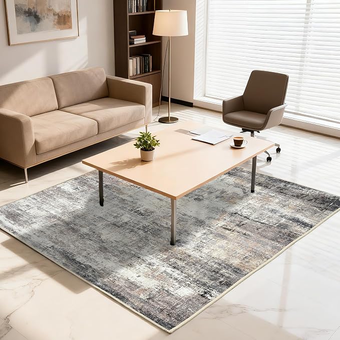 Office Chair Mat Desk Chair Hardwood Mat, Easy Glide Office Rug Under Chair Mat for Home Gaming Rolling Chair Tile Floor,Large Floor Protector Rug,Anti-Slip, Chenille Material (Beige, 48x60)