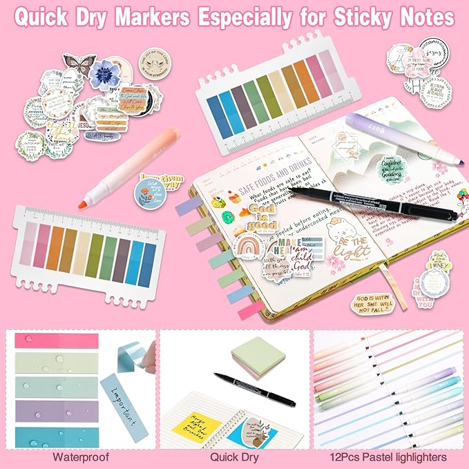 Bible Study Supplies Journaling Kit for Women,123PCS Bible Journaling Kit with Bible Tabs, Bible Highlighters and Pens, Bookmark, Notebook, Washi Tape, Bible Case, Back-to-School Gifts