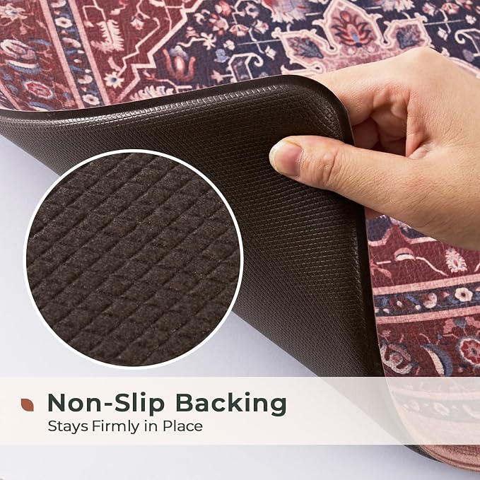 FRESHMINT Medallion Kitchen Mat Set 2 Piece, 17x30''+17x47'', Terracotta | Anti-Fatigue, Non Slip, Comfort, Kitchen Decor, Easy to Clean, Waterproof, Perfect for Kitchen, Laundry, Office
