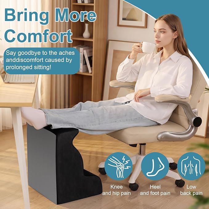 BALAPET Ergonomic Foot Rest Under Desk, Large Leg Rest for Desk with High Density Foam, Office Foot Stool for Chair, Multi-Use Leg Elevation Support Cushion for Work, Gaming, Sofa Relaxation(Black)