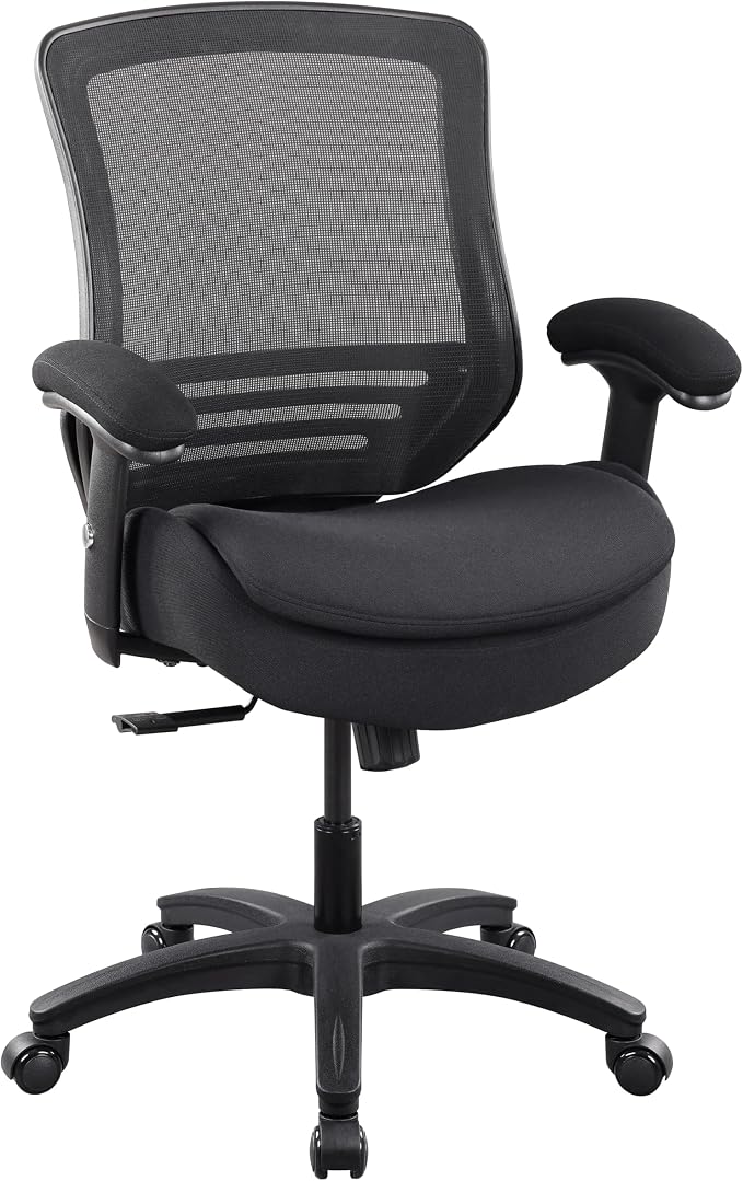 BOLISS 400lbs Mid Back Mesh Ergonomic Super Soft Wide Cushion Office Computer Desk Chair Adjustable Arms(Black)