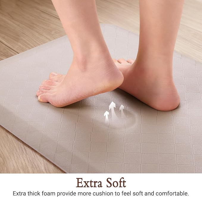 HappyTrends Kitchen Runner Rugs Anti-Fatigue mats,17.3"x 60",Non Slip Waterproof Ergonomic Comfort Mat for Kitchen, Floor Home, Office, Sink, Laundry,Khaki