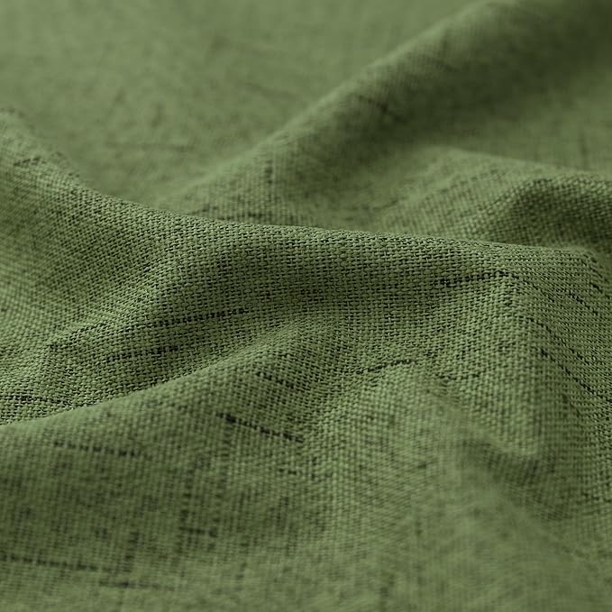KOUFALL Olive Green Retro Mid Century Modern Curtains for Office,Boho Linen Blackout Curtains for Dining Room,Cortinas para Sala Elegantes