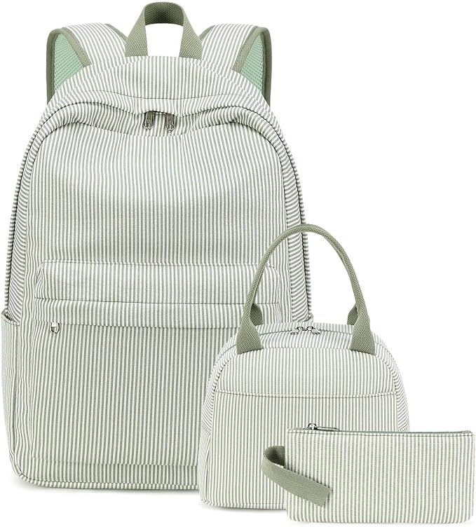 Bluboon Teen Girls School Backpack Kids Bookbag Set with Lunch Box Pencil Case Travel Laptop Backpack Casual Daypacks (Beige bow tie)