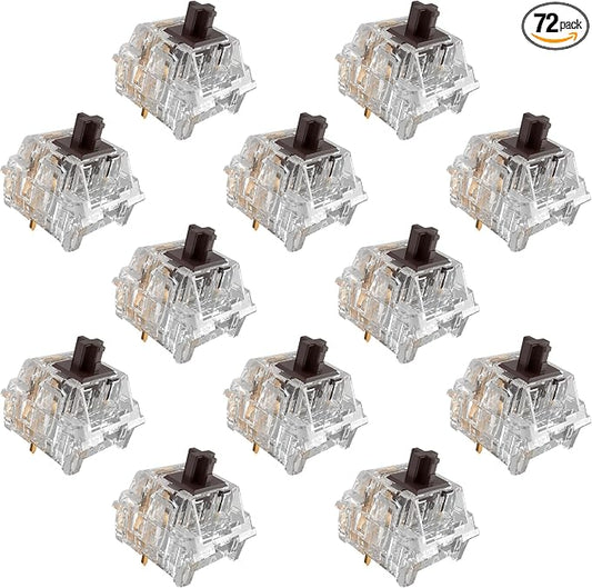 Zhouwang Crystal Brown Switch Mechanical Keyboard Replacement,3 Pin Tactile/Accurate Typing/Dustproof/RGB Transparent Gaming Keyboard Switches(72Pcs)