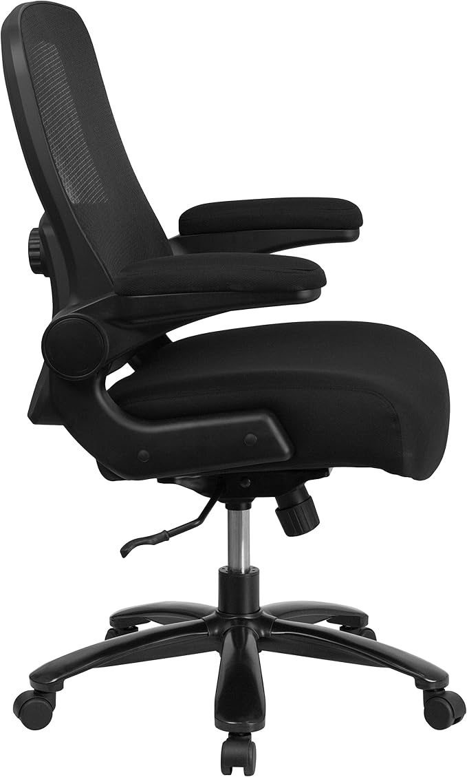 Flash Furniture Big & Tall Mesh Swivel Office Chair, Black | Mesh Back, Lumbar and Back Support, Flip-Up Arms