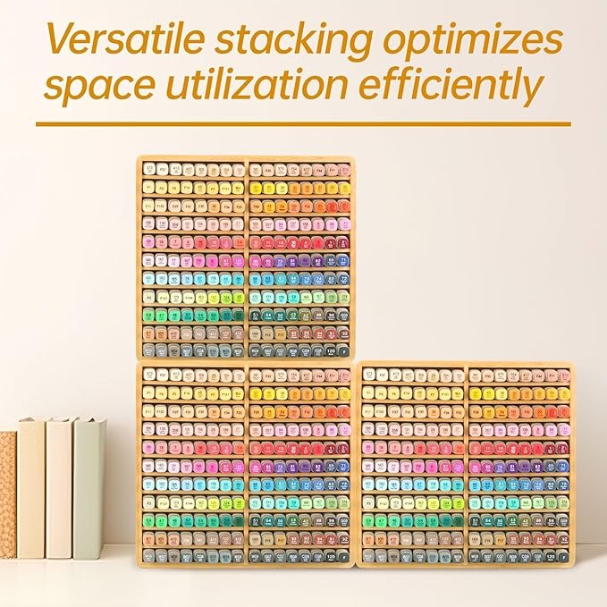 walowalo Marker Organizer Hold 176 Markers Alcohol Marker Storage Bamboo Pen Holder Art Supply Pencil Storage Organizer Gift 22 Compartments All-in-One Marker Storage for Home Office Desk Classroom