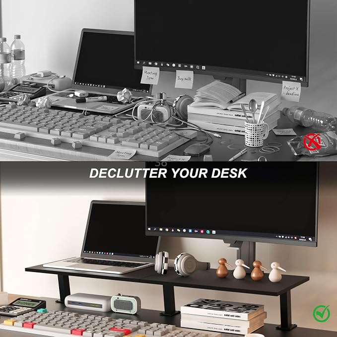 30-Inch Desktop Clamp-on Shelf & Monitor Riser, 2-in-1 Reversible Design – Fits Either Side of Desk, C-Clamp for Stability, Holds 44 lbs, for Gaming PC, Console & Office Setup