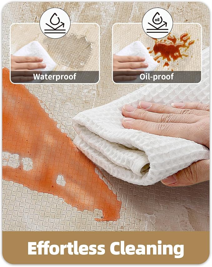 Color&Geometry Kitchen Mats for Floor 24x59 Cream/Beige Marble Design | Non Slip Kitchen Rug, Easy Clean, Oil/Water Proof, 0.4in Anti Fatigue Standing Mat For Sink/Laundry/Office, Home Decor, Wide