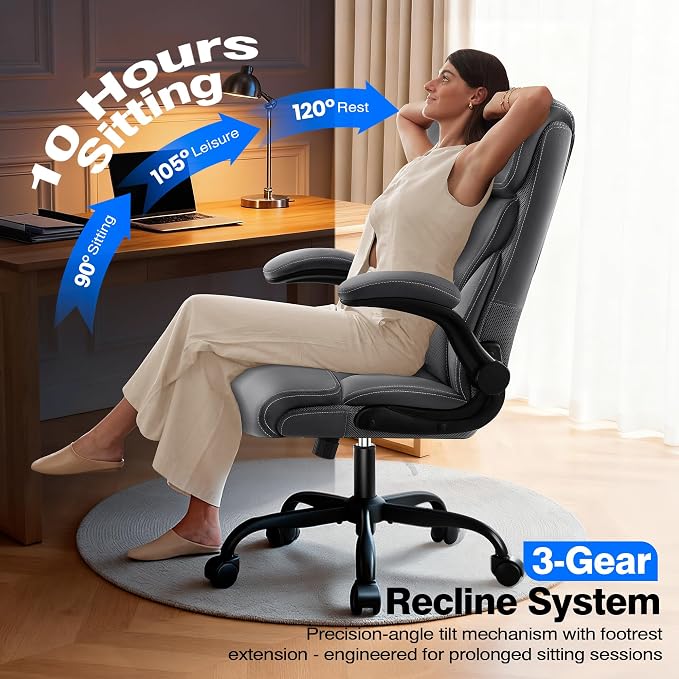 AreShark Leather Office Chair - Executive High Back Ergonomic Desk Chairs | Breathable Computer Chair with Lumbar Support & Rock Function, Rolling Swivel Seat for Working, Studying, Gaming & Relaxing