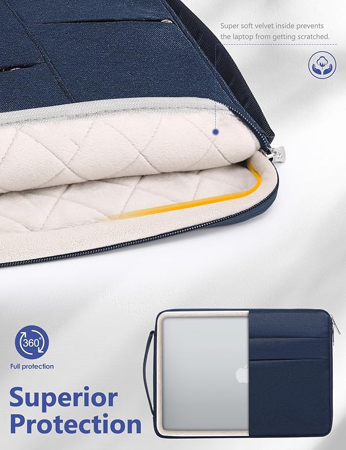 HYZUO 13.3-14 Inch Laptop Sleeve Bag for MacBook Pro 14 M5-M1 Pro/Max A3426 A3427 2026-2021, MacBook Air/Pro 13, 13.8-13.5 Surface Laptop/Book, NoteBook Case for 13" HP Dell Lenovo Asus, Navy Blue