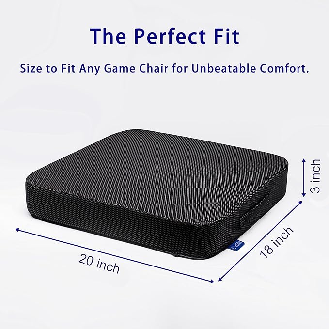Ifoam Gel Infused Memory Foam Layer Wheelchair Cushion - Seat Cushion for Wheelchair-Office Chair, Kitchen Chair-Pressure Sore and Tailbone Pain Relief-High Dense Polyfoam Base (Black, 20×18×3 inch)