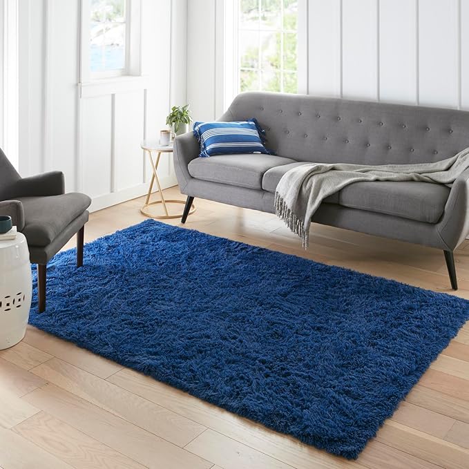 Ophanie Blue Rug, Boys 3x5 Rugs for Bedroom Royal Dark Blue Carpet Nursery Aesthetic, Kids Playroom Navy Area Rugs for Girls Teen Home Decor with Over 99 pcs Pile fibers