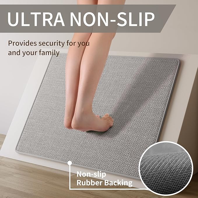 YDKGL Water Absorbent Runner Rugs for Kitchen, Kitchen Mat in Front of Sink, Oil Absorbent Kitchen Mats for Floor,Non-Slip Kitchen Rugs,Durable Kitchen Mats，17x30 Gray Kitchen Rugs,