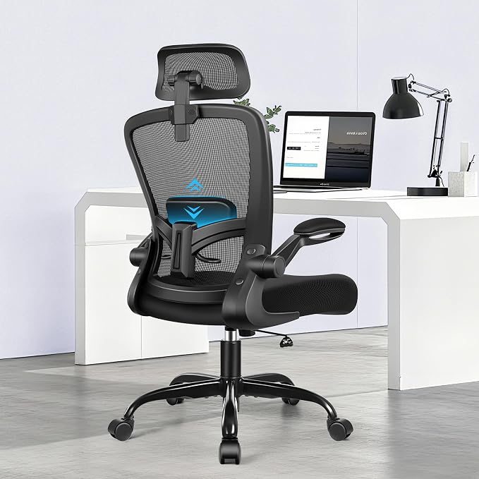FelixKing Office Chair, Desk Chair with Adjustable Lumbar Support, Ergonomic Computer Chair with High Back and Armrest, Adjustable Height Gaming Chair Home Office Swivel Chair, Pack of 2, Black