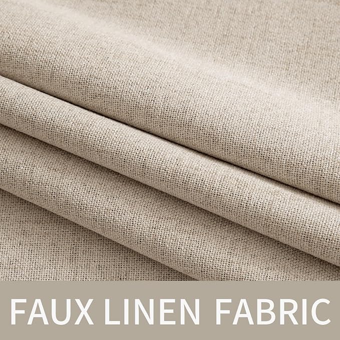MIULEE Linen Textured Curtains for Bedroom Solid 100% Blackout Thermal Insulated Taupe Grommet Room Darkening Curtains & Drapes Luxury Decor for Living Room 52 x 54 Inch (2 Panels)