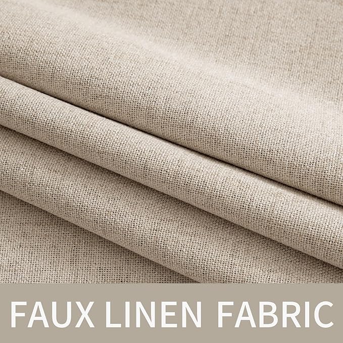 MIULEE Linen Textured Curtains Solid 100% Blackout for Bedroom Thermal Insulated Taupe Grommet Room Darkening Curtains & Drapes Luxury Decor for Living Room 52 x 72 Inch (2 Panels)