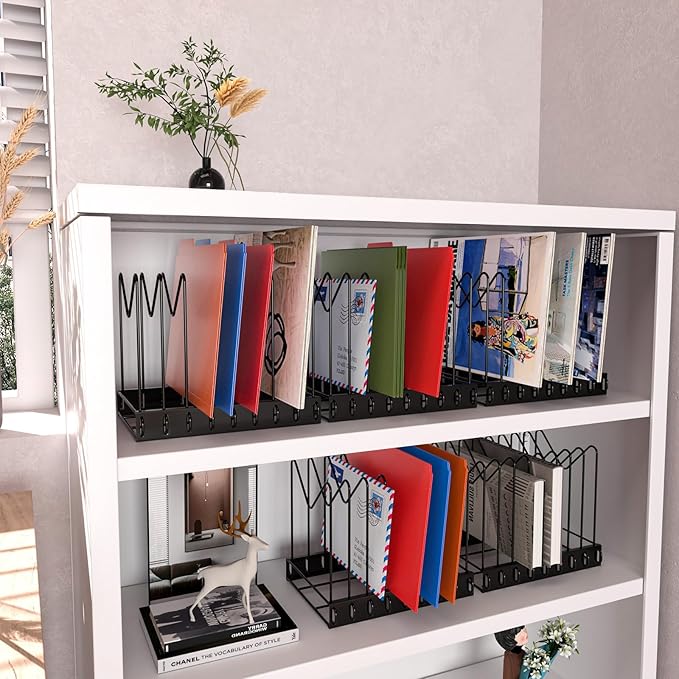 File Organizer for Desk,Clipboard Stand,Wire Caddy,Chopping Board Organizer,File Folder Holder/Rack,File Sorter,Desktop Record Holder,8 Sections Storage,Anti-Scratch/Rusty,Stable,Adjustable