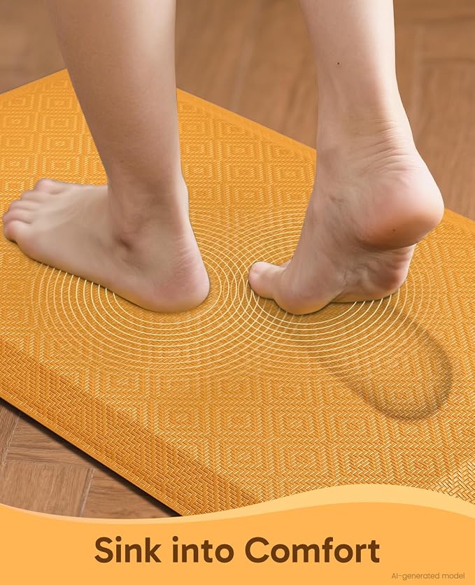 Ophanie Kitchen mats for Floor, 3/4 inch Thick, Kitchen Rugs, 20x39 Anti Fatigue Standing Cushioned Mat,Waterproof,Comfort Ergonomic mat for Office, Home,Sink with 99+ Pairs of Anti-Slip Bottom Ridges
