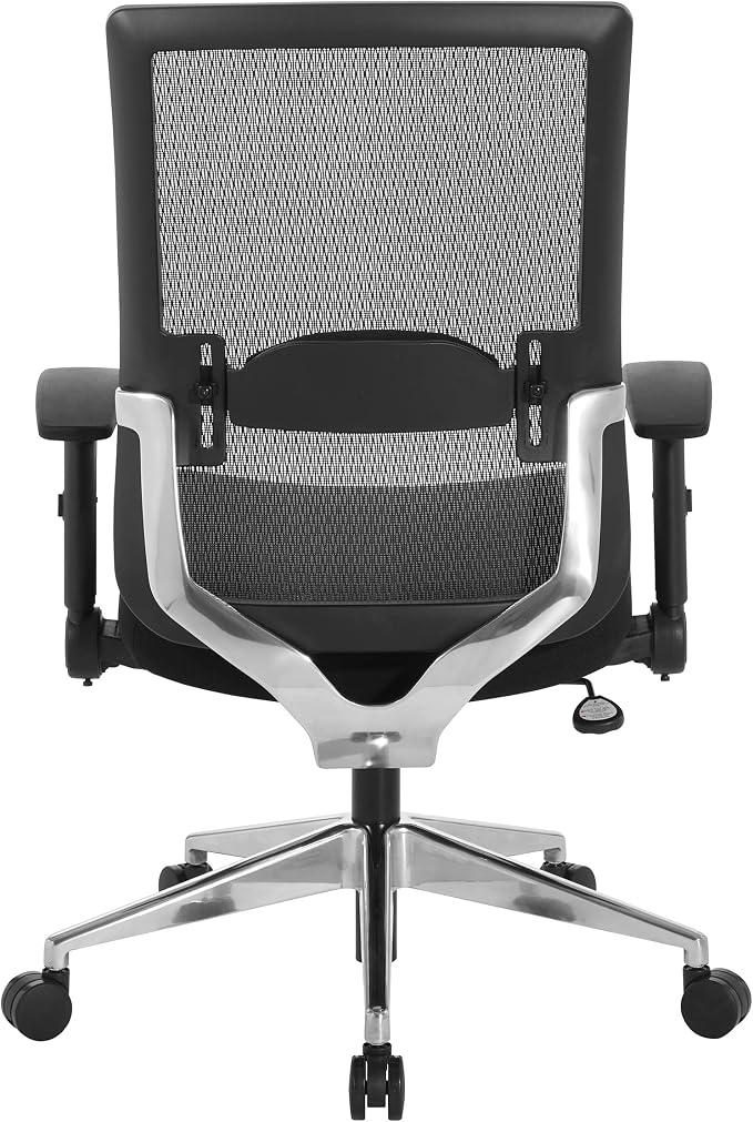 Space Seating 867A Series Adjustable Manager's Office Chair with Breathable Matrix Back and Padded Flip Arms, Black Bonded Leather