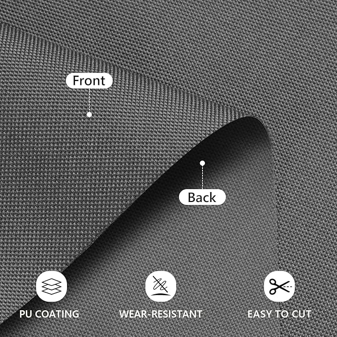 Waterproof Canvas Fabric by The Yard 58inch 600D Upholstery Material Polyester Fabric Outdoor Water Resistant Fabric for Sewing Chair Patio Cushion Purse Bag Interior, 6 Yard Grey