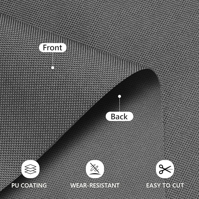 Waterproof Canvas Fabric by The Yard 58inch 600D Upholstery Material Polyester Fabric Outdoor Water Resistant Fabric for Sewing Chair Patio Cushion Purse Bag Interior, 10 Yard Grey
