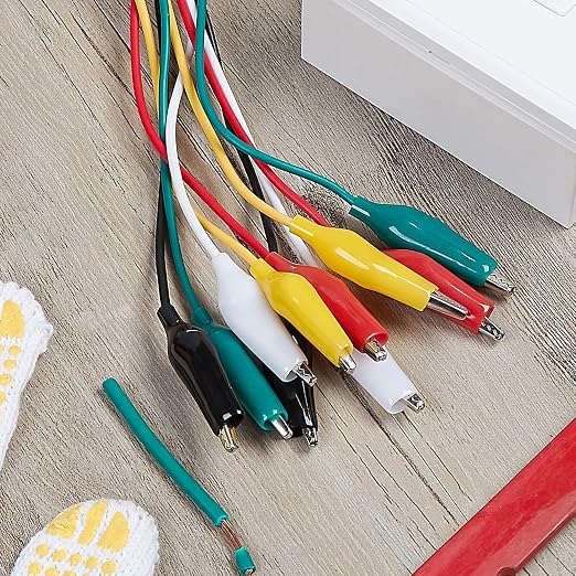 WGGE WG-026 10 Pieces and 5 Colors Test Lead Set & Alligator Clips,20.5 inches / 22 AWG Copper Wire. The Clips soldered and Stamped to the Wires. (1 Pack)